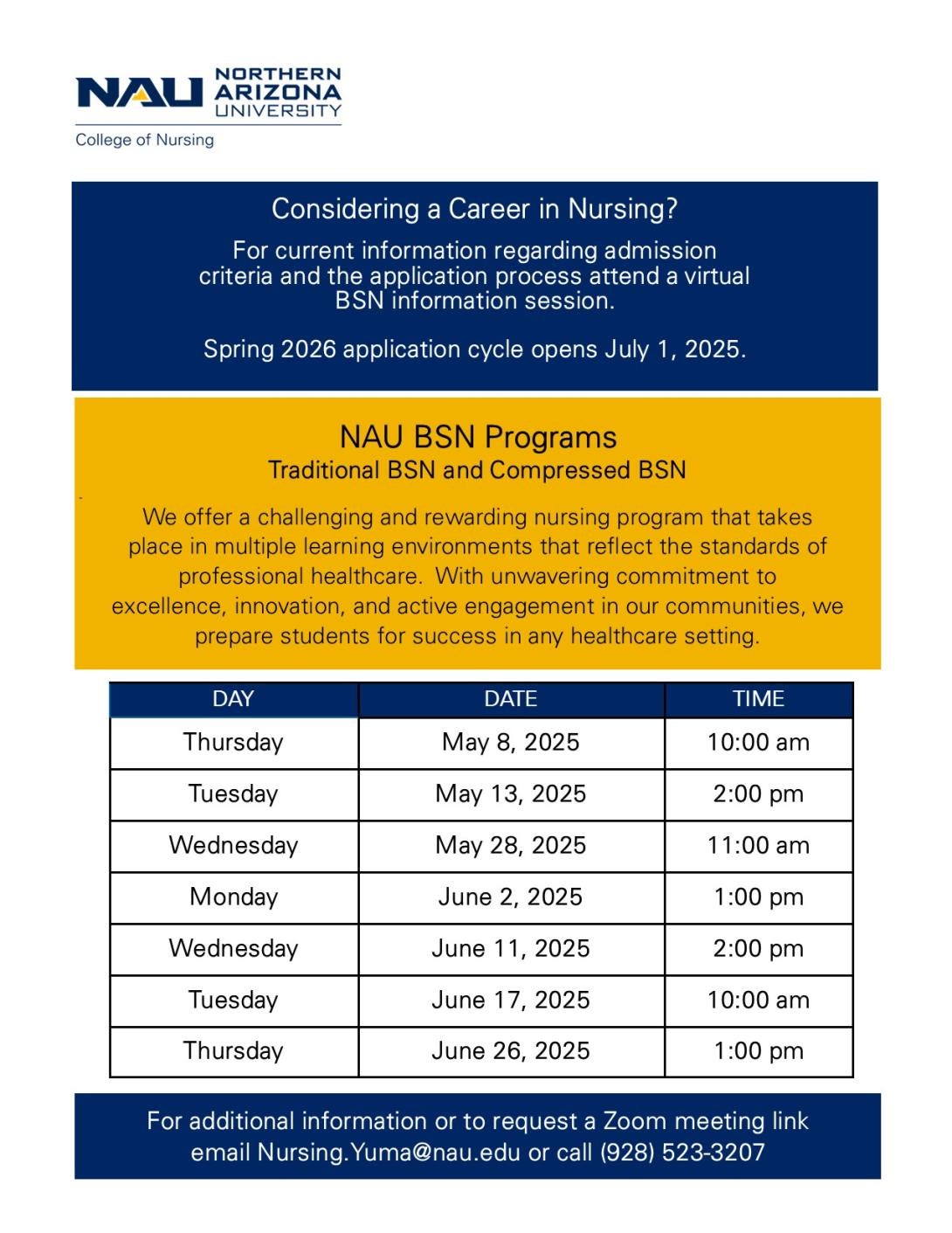 NAU Virtual BSN Program Information Session 2025 Arizona Western College
